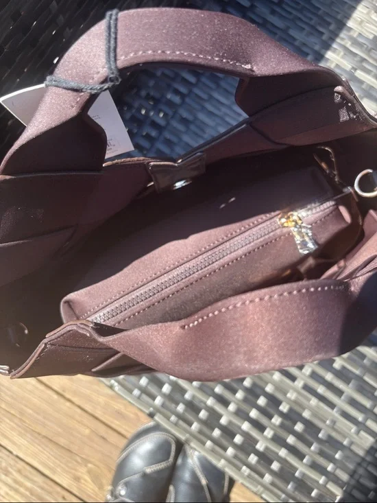 Sol and Selene Resilience Woven Neoprene Tote Bag in Deep Brown - Picture 5 of 12